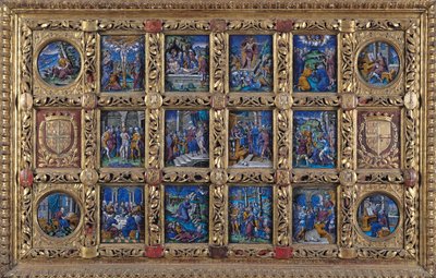 Retablo que representa escenas de la Pasión y los Evangelistas con los brazos de Anne de Montmorency, Taller de Limousin de Pierre Reymond